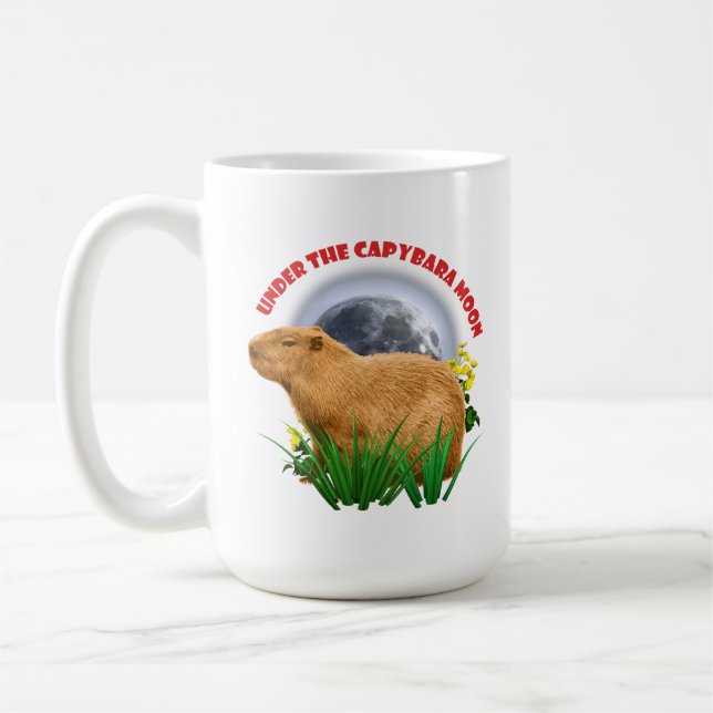Unterhalb des Capybara Moon Funny Capybara Kaffeetasse (Links)