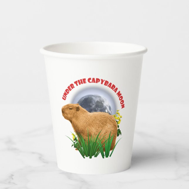 Unterhalb des Capybara Moon Funny Capybara Pappbecher (Vorderseite)