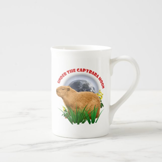 Unterhalb des Capybara Moon Funny Capybara Prozellantasse (Rechts)