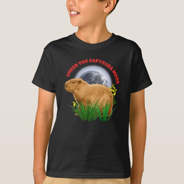 Unterhalb des Capybara Moon Funny Capybara T-Shirt (Vorderseite)