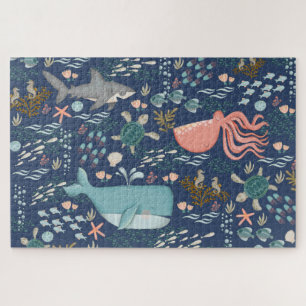 Unterhalb des Meeres - Aquarelltiere Kunst Puzzle