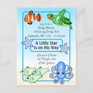 Unterhalb des Meeres   Baby Sea Creatures Baby Sho Postkarte