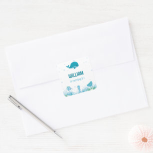 Unterhalb des Meeres befinden sich die Meerestiere Quadratischer Aufkleber