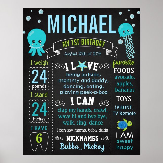 Unterhalb des Meeres Gelee Fisch Schildkröte Gebur Poster (Vorne)