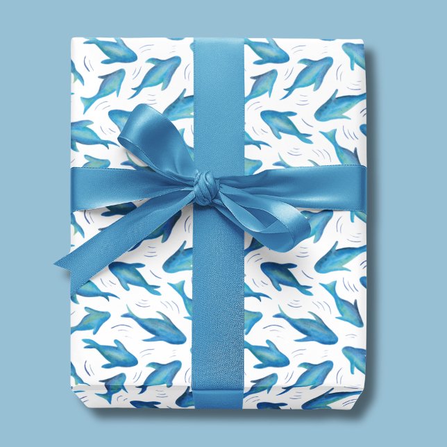 Unterhalb des Meeres Geschenkpapier (Under the sea fish silhouette cute kids wrapping paper, perfect for birthday and baby showers.)