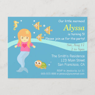 Unterhalb des Meeres, kleine Meerjungfrau-Party Ei Einladung