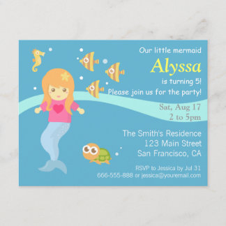 Unterhalb des Meeres, kleine Meerjungfrau-Party Ei Einladung