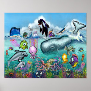 Unterhalb des Meeres mit Aqua Babies Poster