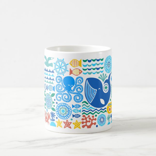 Unterhalb des Meeres | Niedlich Ocean Whale Turtle Tasse (Mittel)