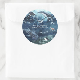 Unterhalb des Meeres | Ocean Birthday Party Runder Aufkleber