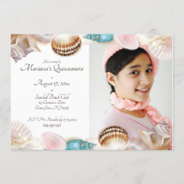 Unterhalb des Meeres Quinceanera Seashells Foto Einladung