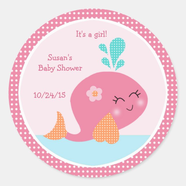Unterhalb des Meeres/rosa Whale Stickers/Cupcake T Runder Aufkleber (Vorderseite)