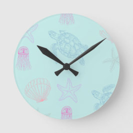 Unterhalb des Meeres - Schildkröte - Quallen - Mus Runde Wanduhr