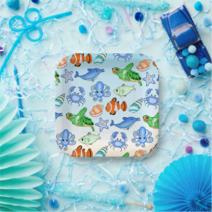 Unterhalb des Meeres Sea Creatures Baby Shooter Pappteller