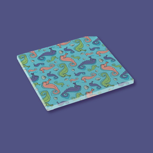 Unterhalb des Meeres - Spielerisches Seepferd und  Glasuntersetzer (Von Creator hochgeladen)