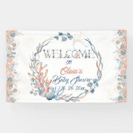 Unterhalb des Meeres Wasserfarben Babydusche Banner