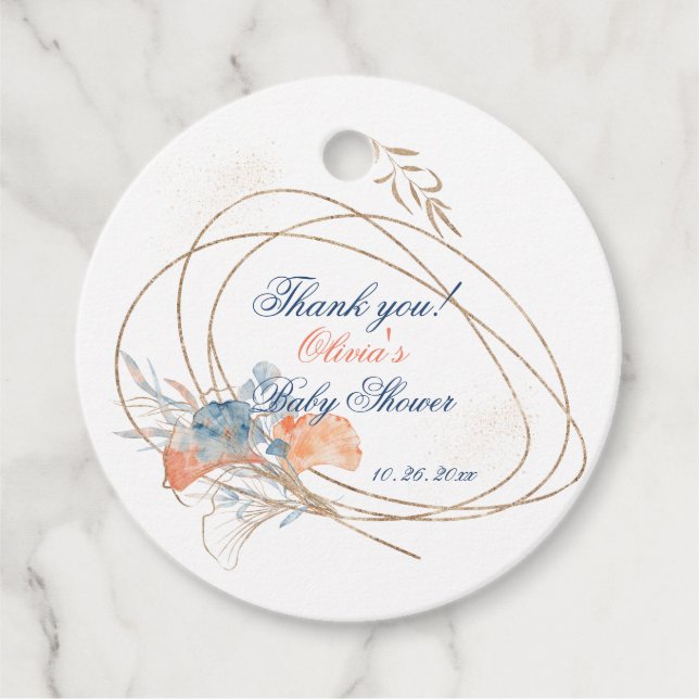 Unterhalb des Meeres Wasserfarben Babydusche Geschenkanhänger (Vorderseite)