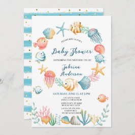 Unterhalb des Meeres Wasserfarbendusche Einladung