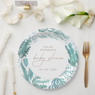 Unterhalb des Meeres Wasserfarbendusche Pappteller