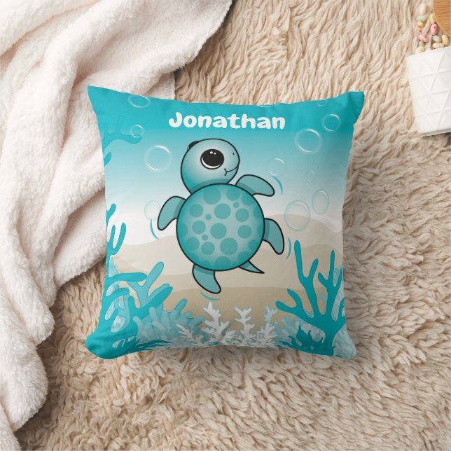 Unterhalb des Sea Baby Sea Turtle Throw Kissen (Decke)