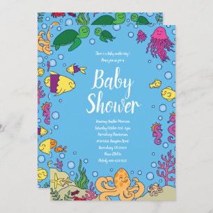Unterhalb des Sea Baby Shower Fish Ocean Einladung