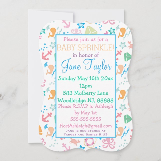 Unterhalb des Sea Baby Sprinkle Einladung (Vorderseite)