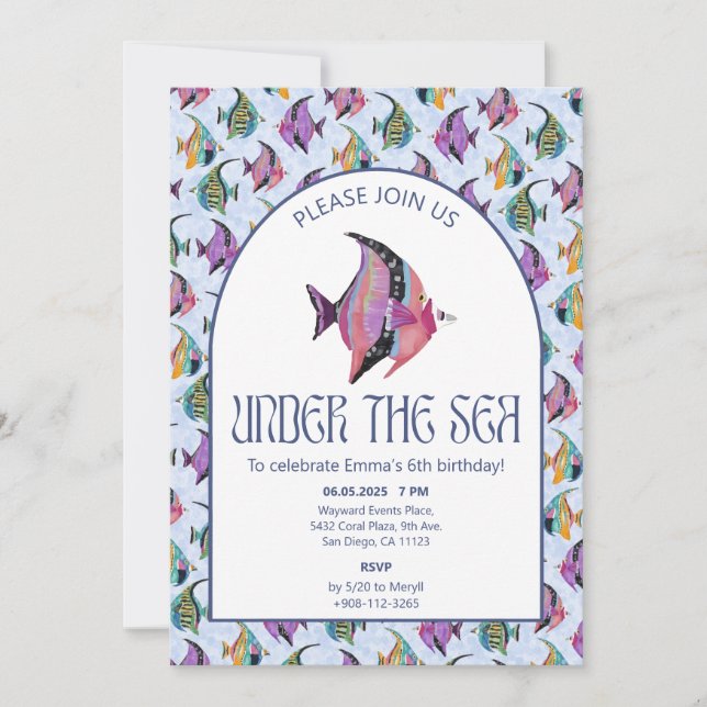 Unterhalb des tropischen Meeres Einladung (Vorderseite)