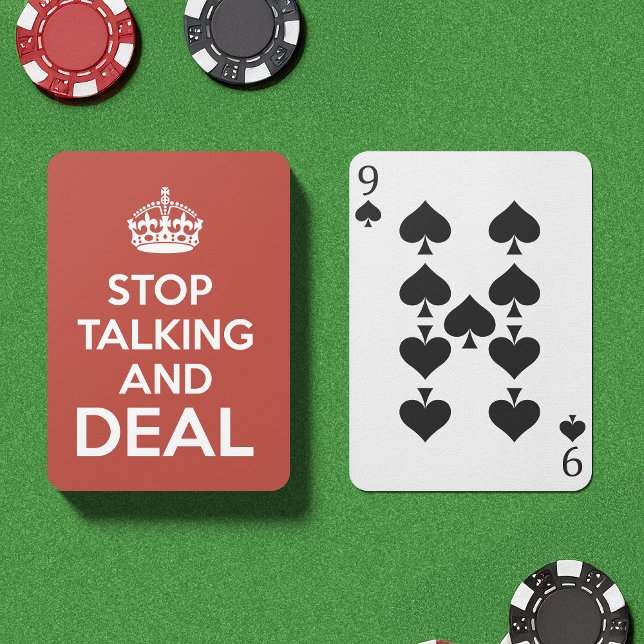 Unterhalten Sie sich und handeln Spielkarten (An ultra cool deck of playing cards. Featuring the phrase “Stop Talking and Deal”)