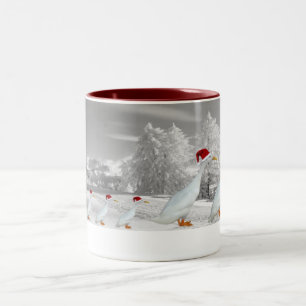 Unterhaltende Weihnachtsläuferenten Zweifarbige Tasse
