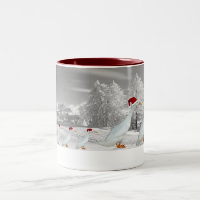 Unterhaltende Weihnachtsläuferenten Zweifarbige Tasse (Mittel)
