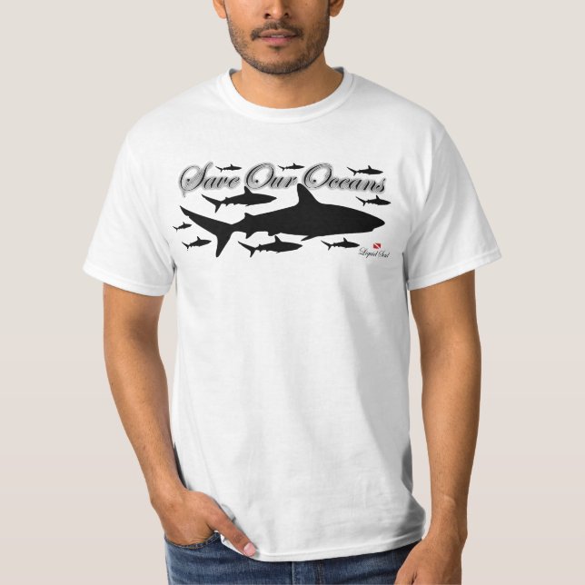Unterhemd,- Save Our Oceans -, Hai des Riffs T-Shirt (Vorderseite)
