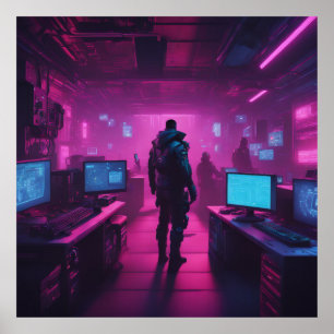 Unterirdisches Cyberpunk-Poster Poster