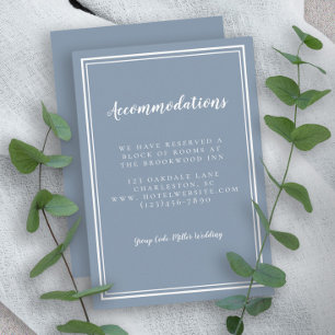 Unterkunft Einfache blaue Hochzeit Begleitkarte