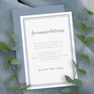 Unterkunft Einfache, dunkelblaue Details Hochzeit Begleitkarte