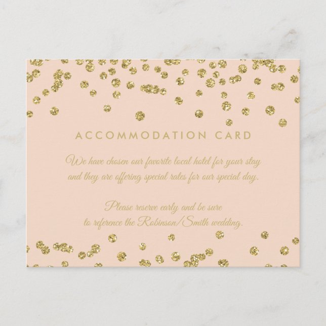 Unterkunft Gold Imitats Glitzer Confetti Blush Postkarte (Vorderseite)