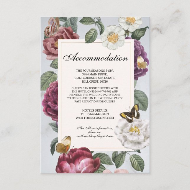 Unterkunft Hochzeit RSVP Bläserblütenblüte Blüte Begleitkarte (Vorderseite)