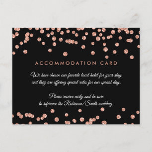 Unterkunft Rose Gold Glitzer Confetti Black Postkarte