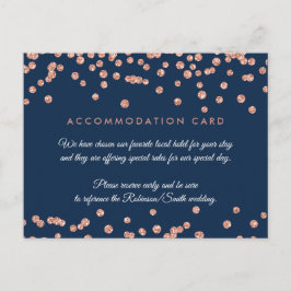Unterkunft Rose Gold Glitzer Confetti Navy Blue Postkarte