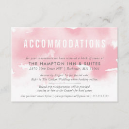 UNTERKÜNFTE-KARTE Stilvolles Aquarellrot Rosa Begleitkarte