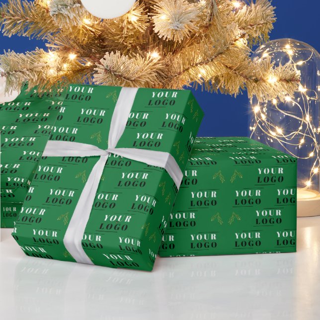 Unternehmen Business Green Christmas Holly Tiled-L Geschenkpapier (Feiertage)