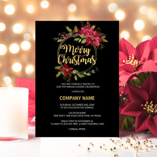Unternehmen CORPORATE Red Black Gold Poinsettia PA Feiertagskarte