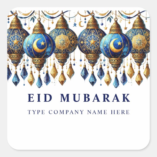 Unternehmen Eid Mubarak Holiday Postkarte Quadratischer Aufkleber (Vorderseite)