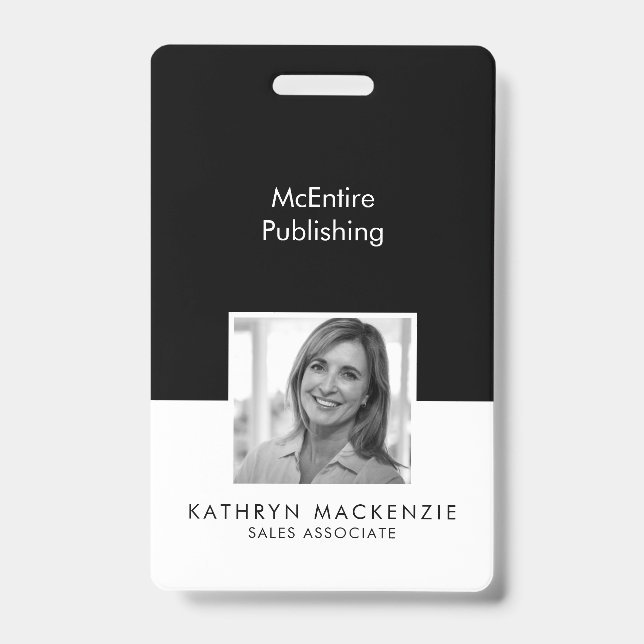 Unternehmen Foto Schwarz und Weiß Vertikal Ausweis (Vorderseite)