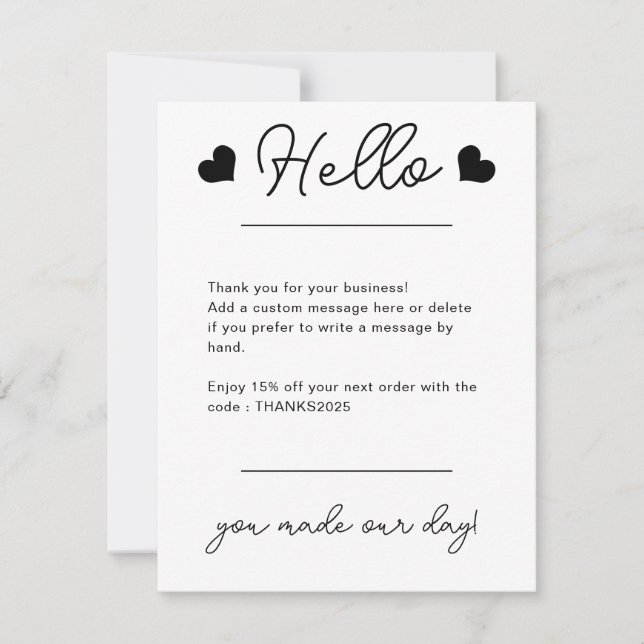 Unternehmen für kundenspezifische Firmenlogos Mode Dankeskarte (Vorderseite)