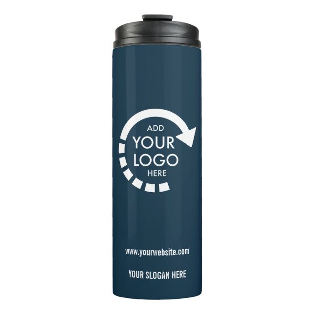Unternehmen für kundenspezifisches Logo | Navy Blu Thermosbecher (Vorderseite)