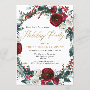 Unternehmen Holiday Party burgundes Gold elegant Einladung