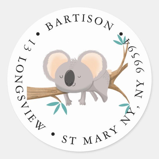 Unternehmen Koala Classic Round Sticker (Vorderseite)