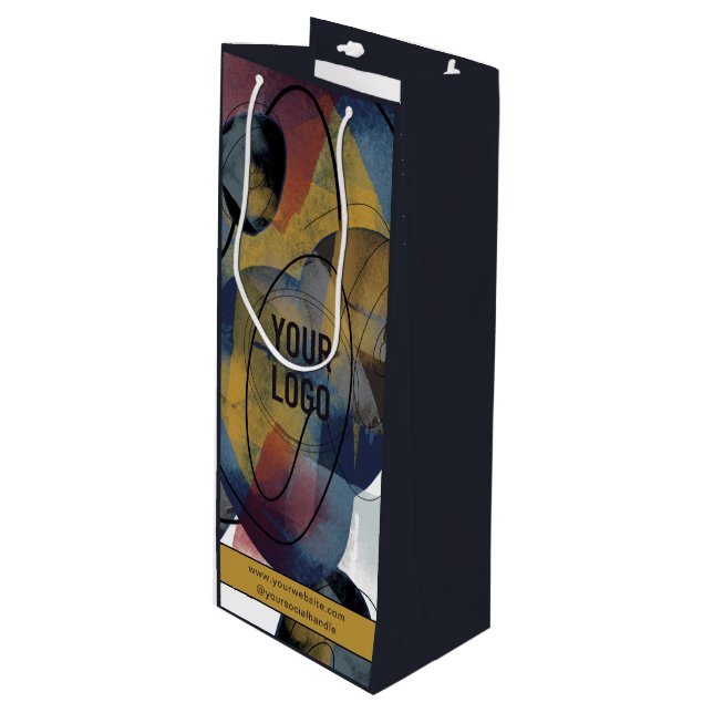 Unternehmen Logo-Geschäft Abstrakt Geschenktüte Für Weinflaschen (Vorderseite Schrägansicht)