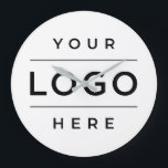 Unternehmen mit eigenem Logo für das weiße Unterne Große Wanduhr<br><div class="desc">Eine individuell auf Ihre Bedürfnisse zugeschnittene Uhr für Ihr Unternehmen oder Ihr Zuhause-Büro ist mit Ihrem Logo-Design ausgestattet. Die Größe des Logos und die weiße Hintergrundfarbe können eingestellt werden. Bitte wenden Sie sich an den Designer,  um weitere Hilfe zu erhalten unter kathleen@plushpaper.com</div>