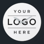 Unternehmen mit eigenem Logo für das weiße Unterne Große Wanduhr<br><div class="desc">Eine individuell auf Ihre Bedürfnisse zugeschnittene Uhr für Ihr Unternehmen oder Ihr Zuhause-Büro ist mit Ihrem Logo-Design ausgestattet. Die Größe des Logos und die weiße Hintergrundfarbe können eingestellt werden. Bitte wenden Sie sich an den Designer,  um weitere Hilfe zu erhalten unter kathleen@plushpaper.com</div>